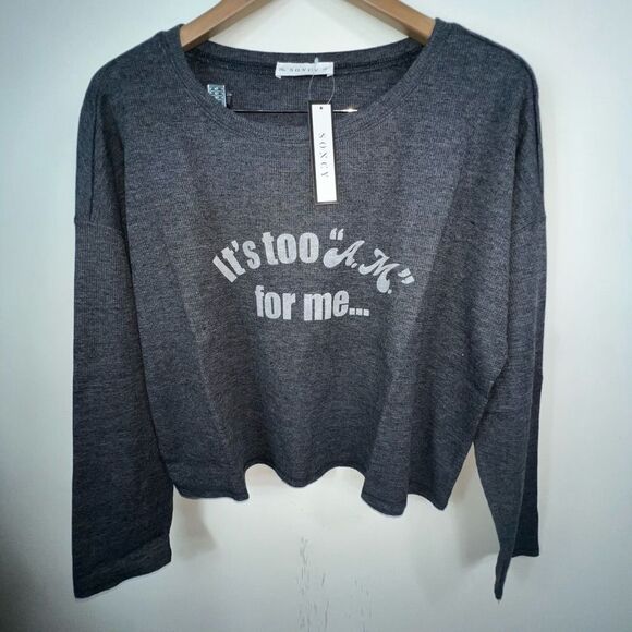 Soncy “It’s too A.M. for Me…” Plus Size Crop Thermal Top (Soncy size 00) - Picture 1 of 8